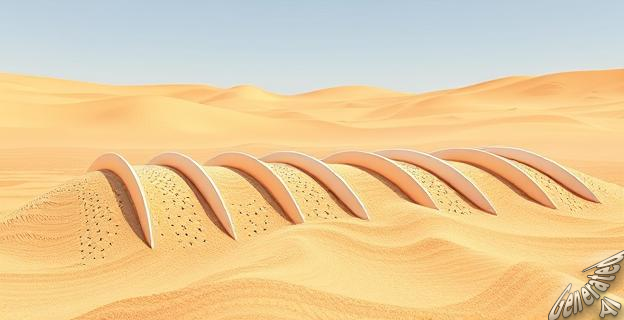 Las palas de los aerogeneradores se convierten en barreras porosas contra la arena