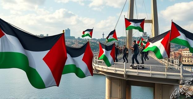3.000 manifestantes han cortado el puente de Zurriola