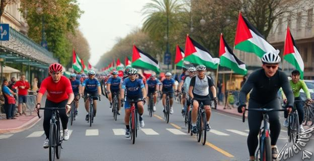 Protesta contra el equipo israelí Israel-Premier Tech