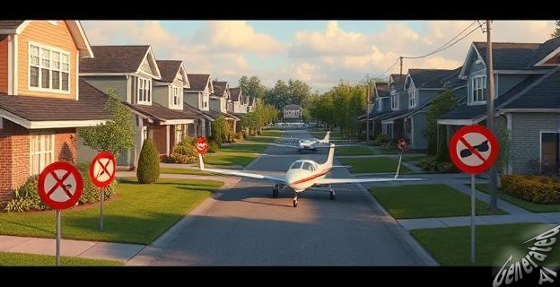 El diseño del barrio permite a los residentes aparcar sus avionetas al lado de sus coches