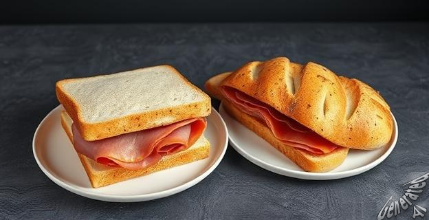 Pan de molde con jamón cocido y pan-pan con jamón serrano o ibérico