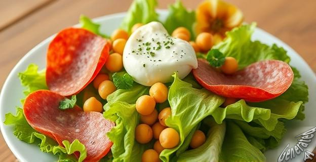La ensalada se prepara en 10 minutos con lechuga, garbanzos, queso mozzarella y salami