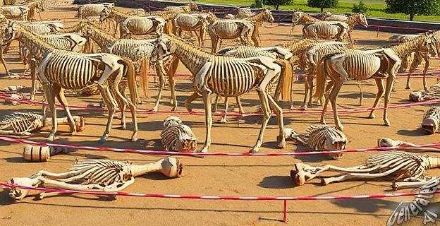 100 esqueletos de caballos del siglo 2 de la era cristiana