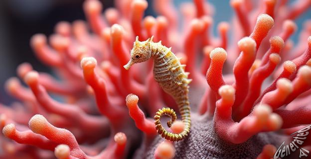 El caballito de mar pigmeo iguala con precisión los colores, texturas y formas de las gorgonias en las que vive