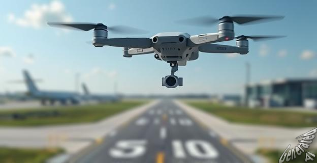 Un dron en la pista de despegue