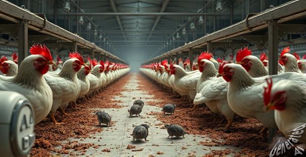 Gallinas viviendo con cadáveres en descomposición