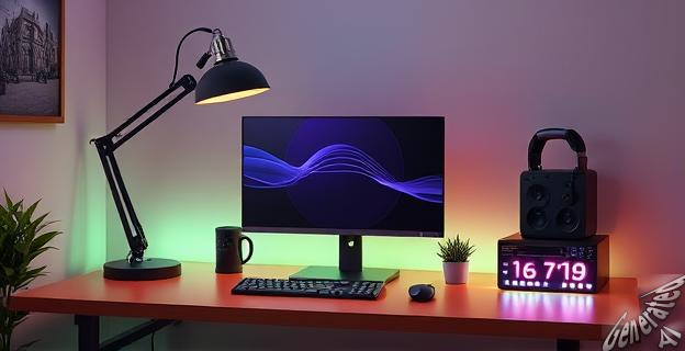 Utiliza una lámpara de escritorio con luz cálida o reparte tiras LED para lograr un ambiente cómodo