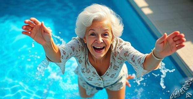 La madre de María Pérez se lanzó a la piscina para celebrar su victoria