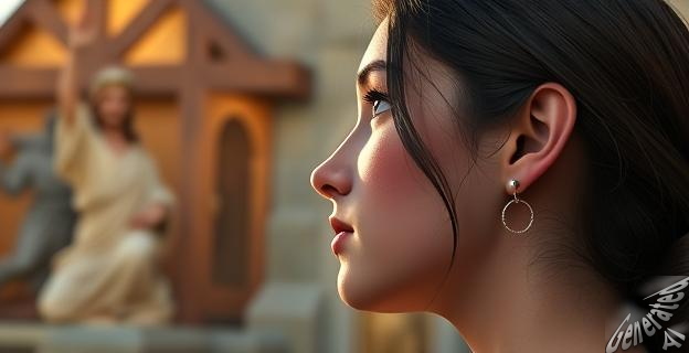 La joven de la perla mira a Cristo