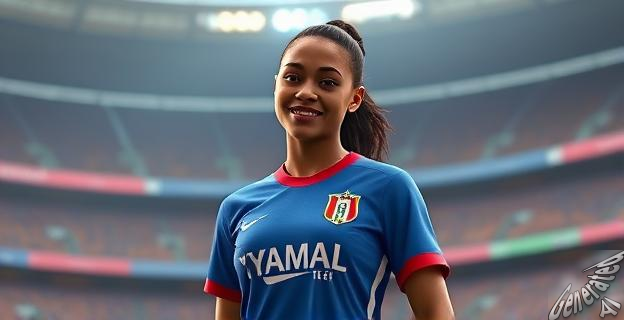 Nicki Nicole se puso la camiseta de Lamine Yamal para animarlo