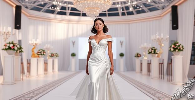 Mirela Balić lució un vestido blanco satinado con un gran escote imposible