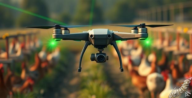 El dron BB102 emite haces láser rojos y verdes intermitentes