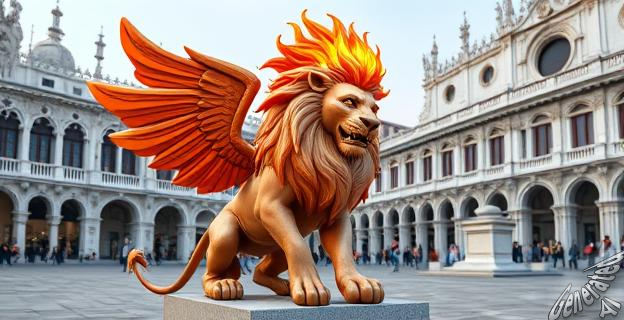 El león de San Marcos es una escultura funeraria china del siglo VIII