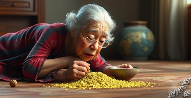 La abuela vomita o escupe el matcha