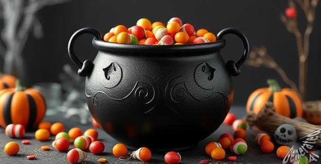 El Black Halloween Candy Cauldron cuesta $1,50