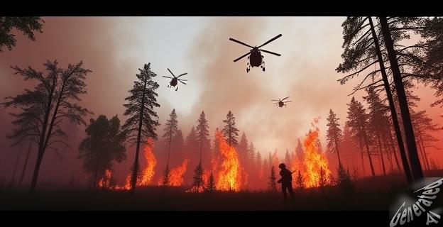 14 dotaciones de Bomberos y 3 helicópteros