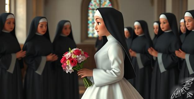 La exmonja regresó al monasterio para rezar con sus hermanas antes de su boda