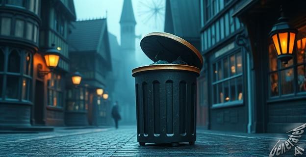 Un cubo de basura mágico en Hogsmeade se abre solo para recoger los desperdicios