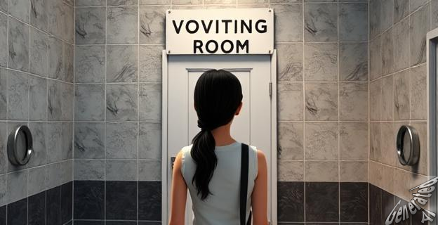 Hay un baño específico llamado 'Vomiting Room' para vomitar