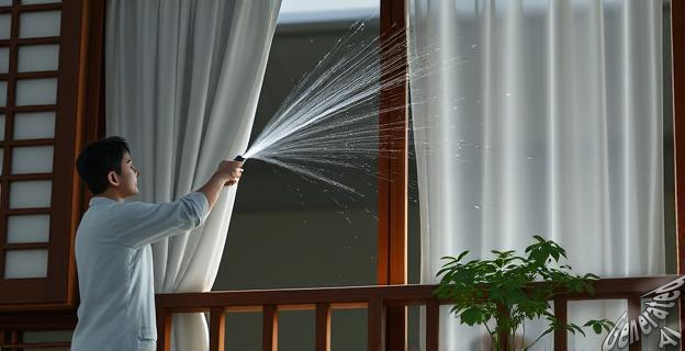 Pulverizar agua fría en cortinas y suelos