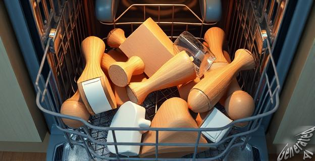 No meter utensilios de madera, cristalería, sartenes con capa antiadherente y objetos de aluminio o cobre en el lavavajillas