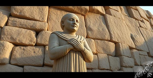 Una estatua ritual humana integrada en la arquitectura