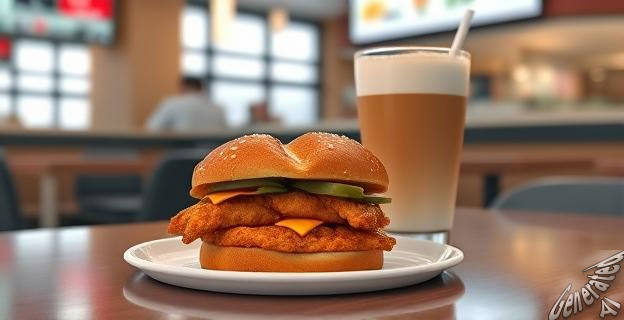 El Pretzel Cheddar Club Sandwich y el Iced Pumpkin Pie Latte