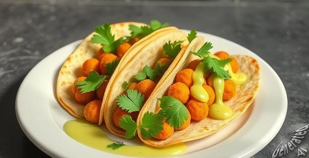 Tacos de garbanzos crujientes con aliño de ladolemono y cilantro