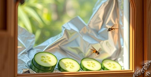Colocar rodajas de pepino en papel de aluminio