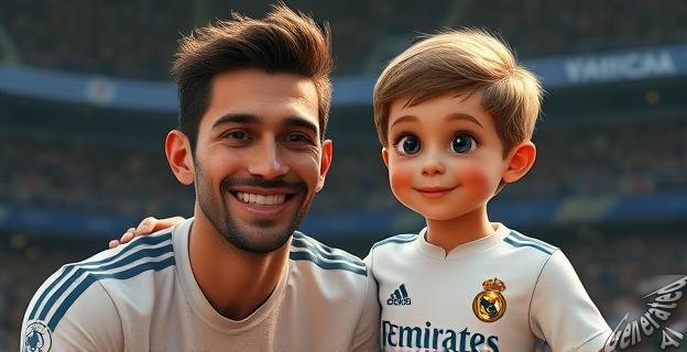 Interactuó con un niño que llevaba la camiseta del Real Madrid