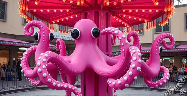 El disfraz de un grupo de amigos en Yeles, Toledo, se inspiró en un pulpo y se movía al ritmo de la música.