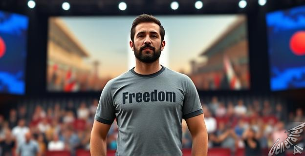 Lució una camiseta con el lema 'Freedom'
