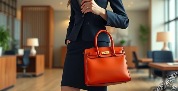 Se presentó al trabajo con una falda y chaqueta azul marino a juego y un bolso de Hermès