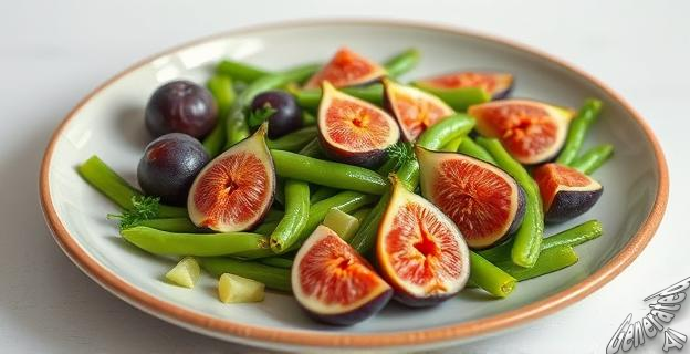 Mezclar judías verdes crujientes con higos, queso y almendras