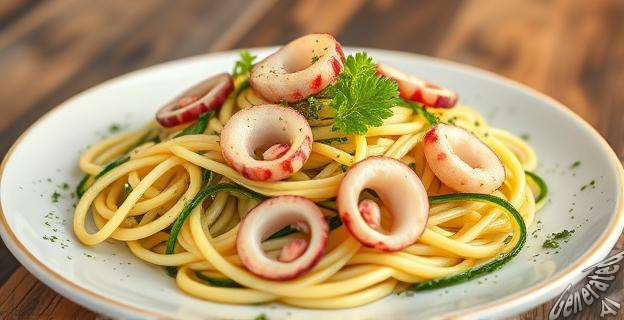 Espaguetis de calabacín con calamares en 15 minutos