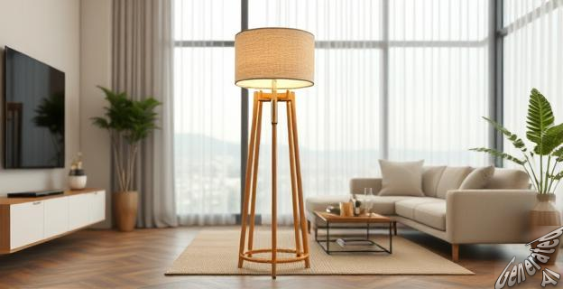 Una lámpara de pie de bambú y tela por 93,99 euros