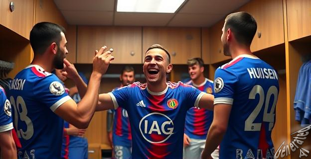 Huijsen cantó y bailó en el vestuario