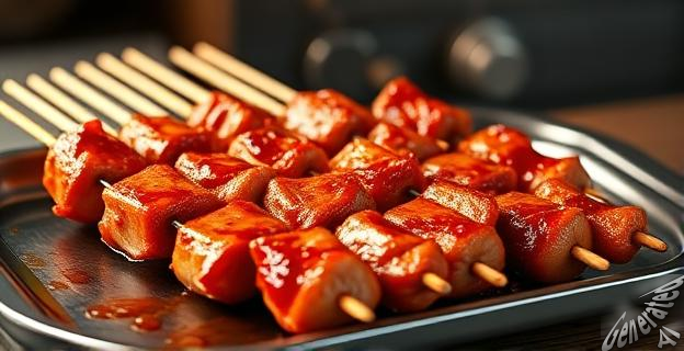 Pinchos de cerdo adobado sin varilla