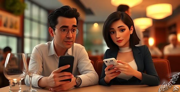 La pareja no se hablaba durante la cena