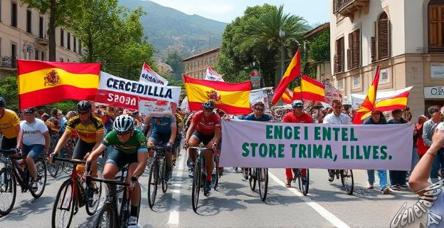 La protesta obligó a desviar el recorrido de la Vuelta a España