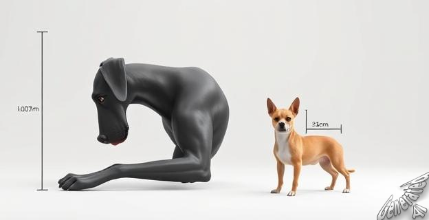 El perro más grande del mundo mide 1,007 m y el más pequeño 9,14 cm