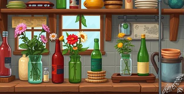 Reutilizar las botellas de tónica como recipientes de cultivo para las flores o para remojar especias es una forma divertida de decorar y ordenar la cocina.