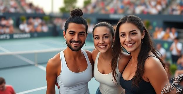 David Broncano y su novia Silvia Alonso disfrutaron del tenis con Aryna Sabalenka como ganadora