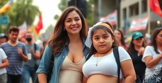 Yolanda Díaz asistió a la manifestación con su hija Carmela y un look que dejaba a la vista su ombligo