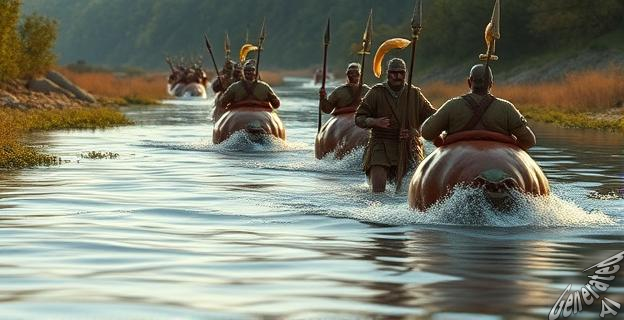 Usaban odres inflados como flotadores