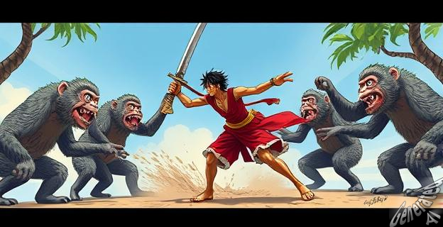 Zoro puede vencer a hasta ocho babuinos armados