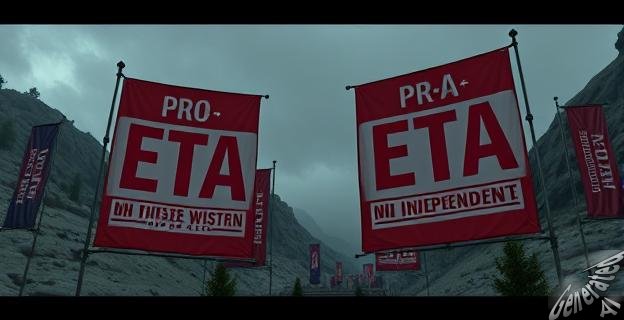 Proetarras han colgado pancartas en el Valle de los Caídos para promocionar el Gudari Eguna el 27 de septiembre