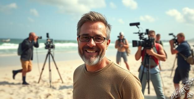 El equipo que trabaja detrás de las cámaras está al sol haciendo el programa mientras los concursantes están en la playa pescando