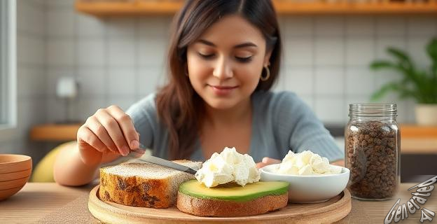 Pan, aguacate, cottage y proteína