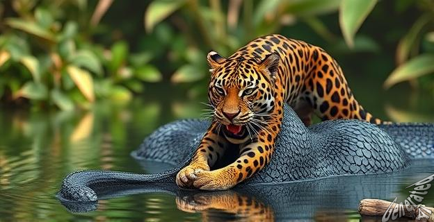 Una jaguar hembra llamada Ámbar derrotó a una anaconda en el Pantanal brasileño